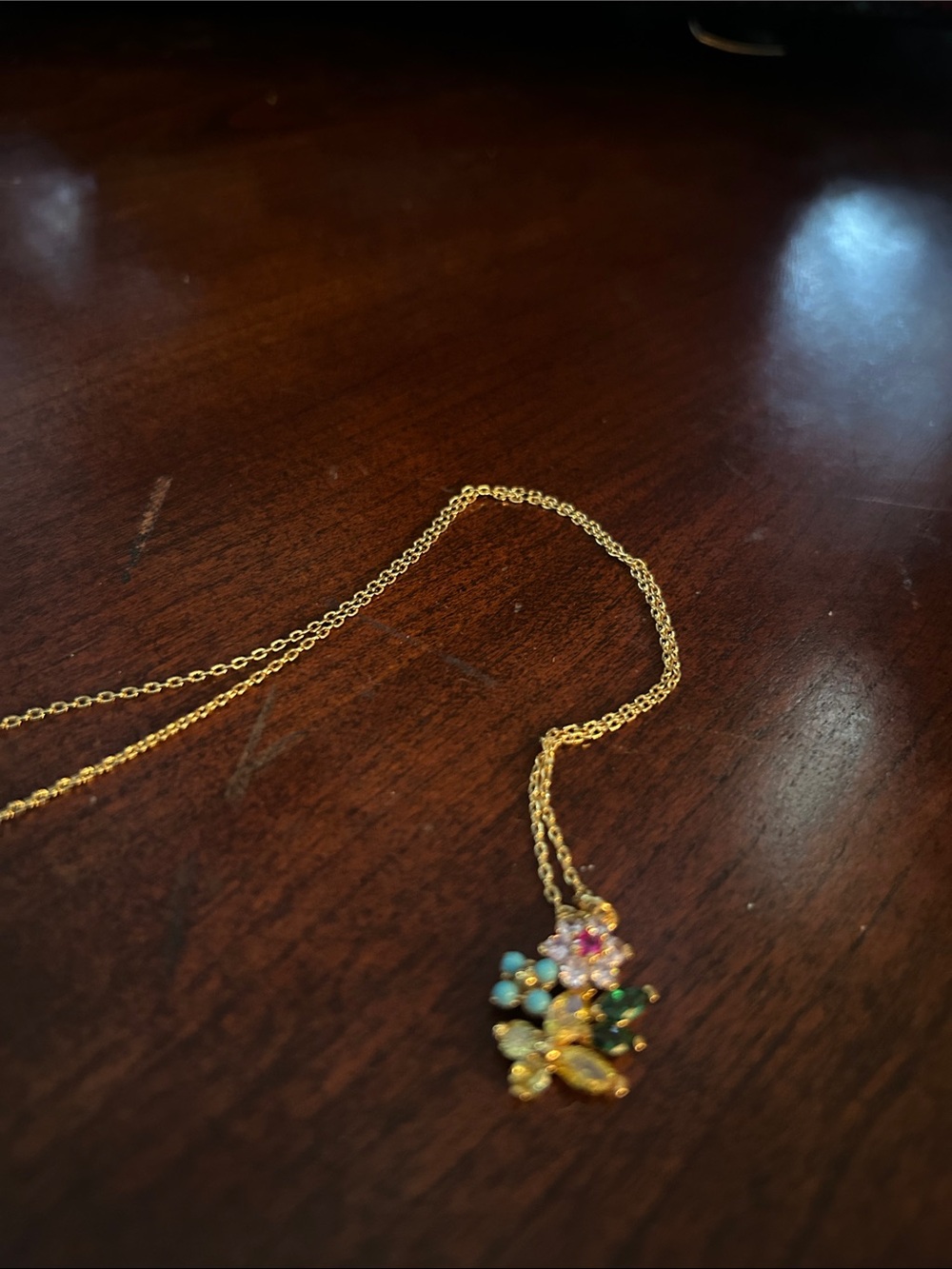 kate spade Gold Floral Cluster Necklace with Pink and Turquoise Accents